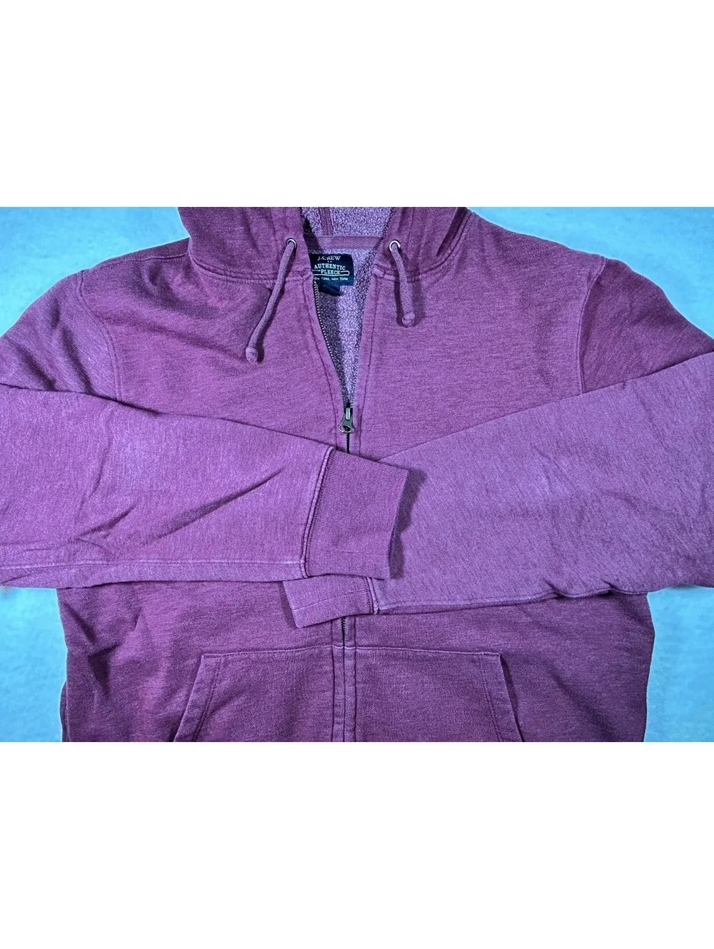 J.Crew Authentic Fleece Burgundy Full Zip Hoodie XL